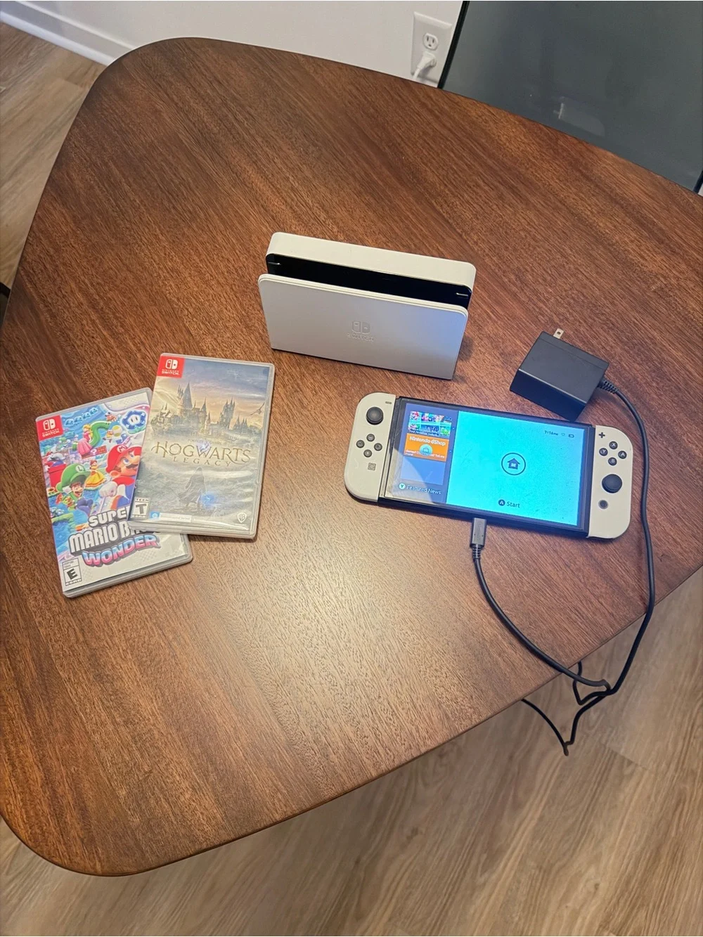 Nintendo Switch OLED Console with White Joy‑Con Controllers and Dock